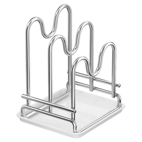 Multi-Functional Kitchen Pot Lid Storage Rack with Spoon Rest, Stovetop-Safe, Compatible with Most Lids 1