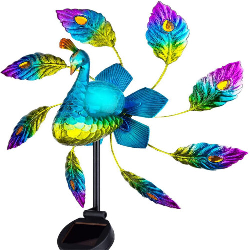 Ηλιακός ανεμόμυλος Peacock με ηλιακή ενέργεια, φωτιστικό εδάφους, ρωγμή ανεμόμυλου, 1