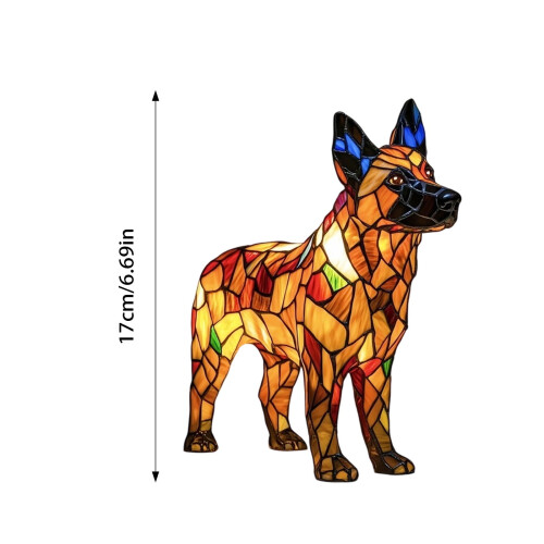 Veilleuse LED rétro chien en vitrail (1 pièce) 1