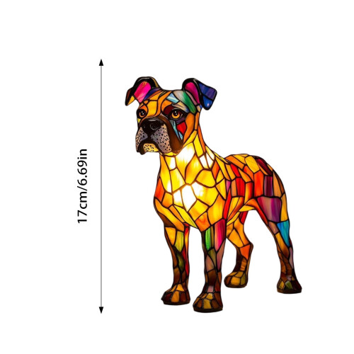 Veilleuse LED rétro chien en vitrail (1 pièce) 2