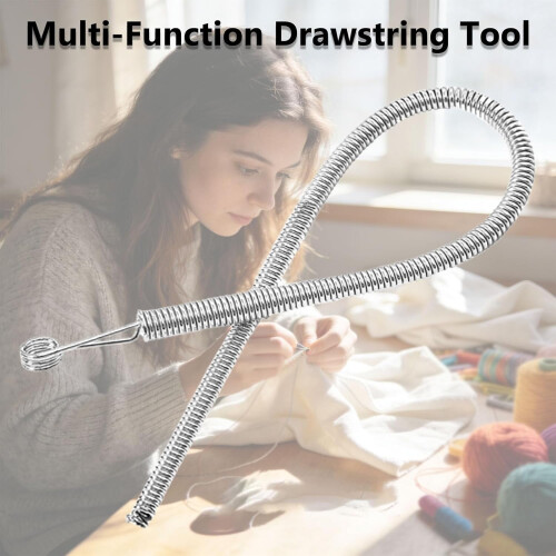 Multi-Function Foldable Spring Drawstring Threader Tool, Stainless Steel – Compatible with Cords, Wires & Laces 1