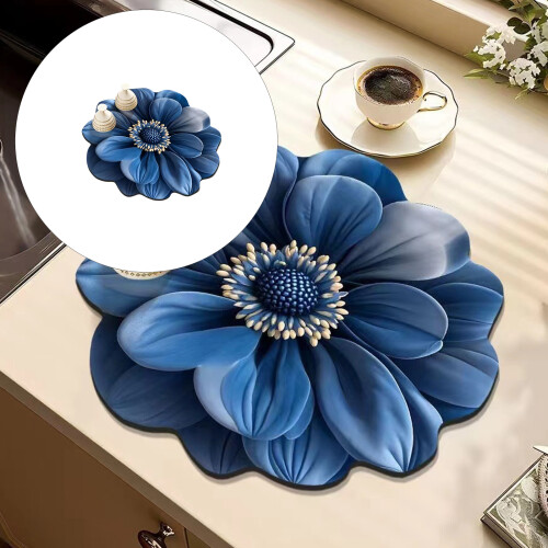 3D Flower Pattern Silicone Dish Drying Mat For Kitchen-3 2