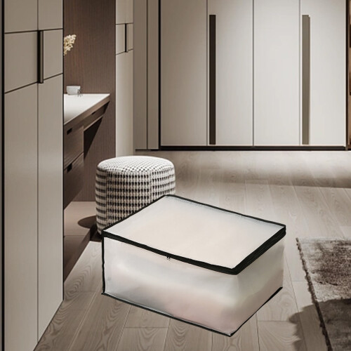 Folding Plastic Under-Bed Storage Box – Odorless, Moistureproof, for Pillows/Coats/Blankets, White Translucent EVA 2