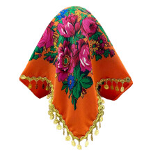Eye Catching Peony Floral Scarf As Multifunctional Head-Orange