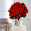 Arbust artificial Poinsettia, material textil roșu, 1 bucată 5