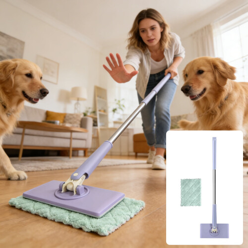 Push-Pull-mopp med 360 vridbart huvud och 70 cm handtag 2