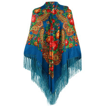 Bohemian Ethnic Print Scarf Shawl Stylish Cloak for-lake blue