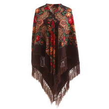 Stijlvolle neksjaal Etnisch patroon Hijab Capelet Mode-bruin