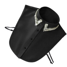 Mode polyester afneembare kraag voor blouses strass-Zwart