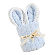 Elegante zachte lange oren konijn microvezel handdoek-Blauw