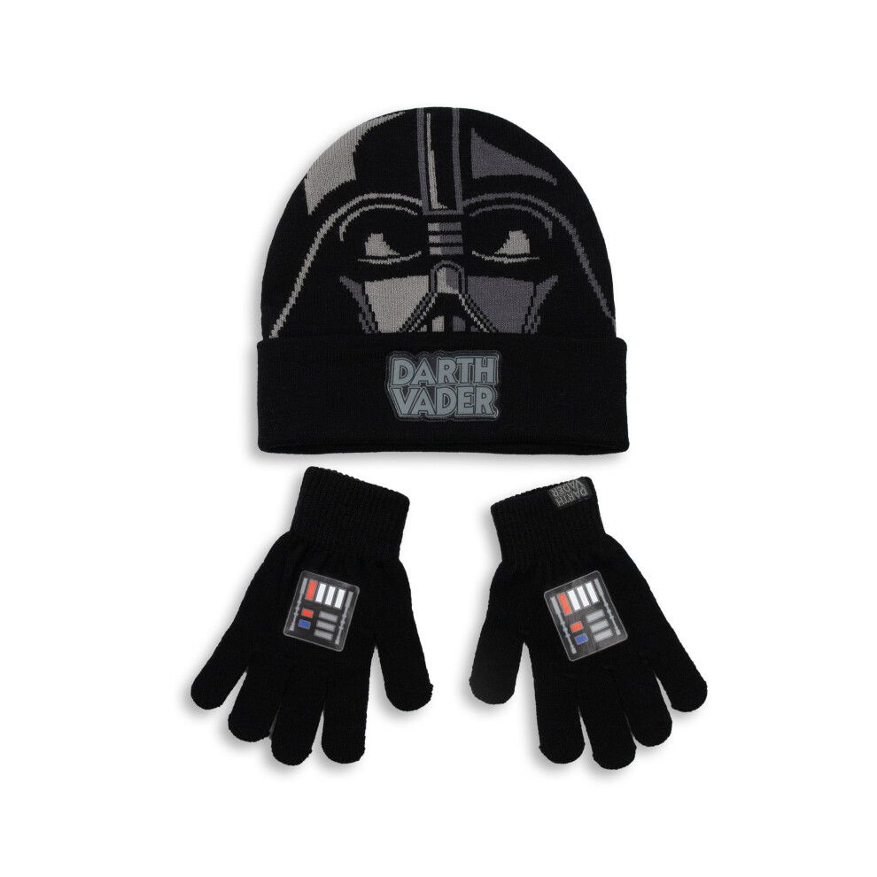 Star Wars Beanie And Gloves Set (Boys Black)