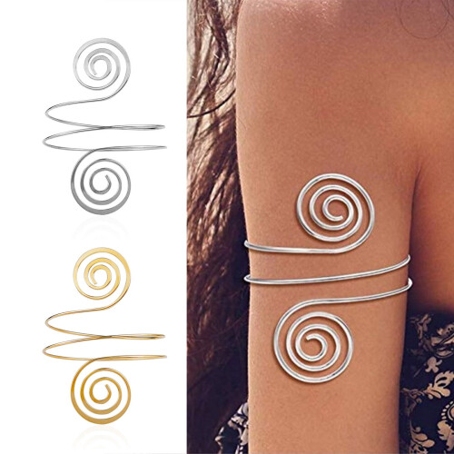 Multi Layer Coil Upper Arm Band Cuff Armlets for Girls Arm Bangle Adjustable 1