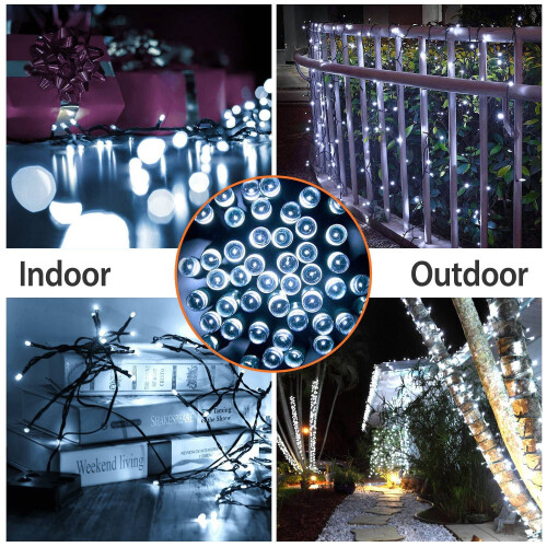 Solar-Lichterkette, 100 LEDs, 8 Modi, mehrfarbig, 12 m 2