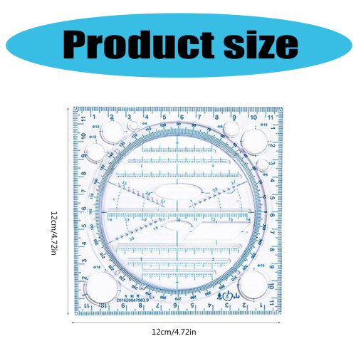 Rotatable Ruler Geometric Ruler Mathematics Measuring Tool Multifunctional Draft Rulers Circular Drawing Template Ruler 2
