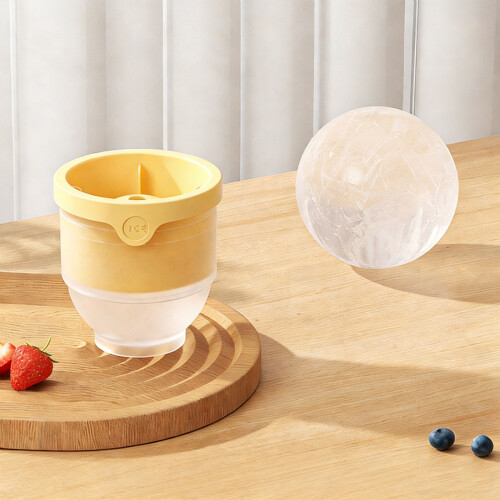 4PCS Silikon-Eiskugelform, schnelles Einfrieren-Cremiges Gelb 2