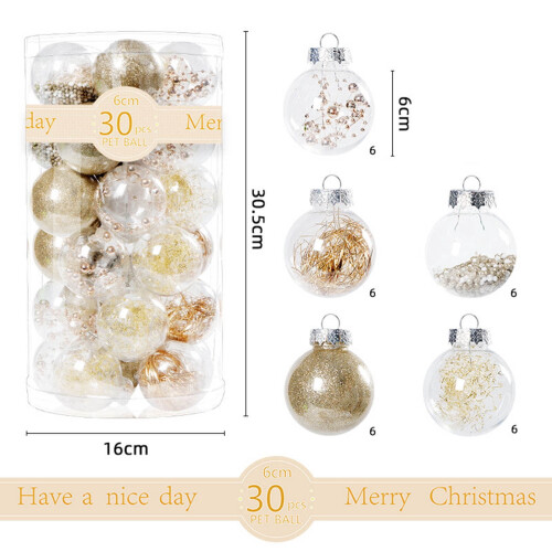 Christmas Balls Ornaments Set Yellow Plastic 30 pcs 1