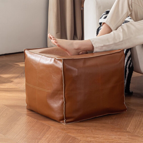 Leather Footrest Stool Foldable 2 pcs 2