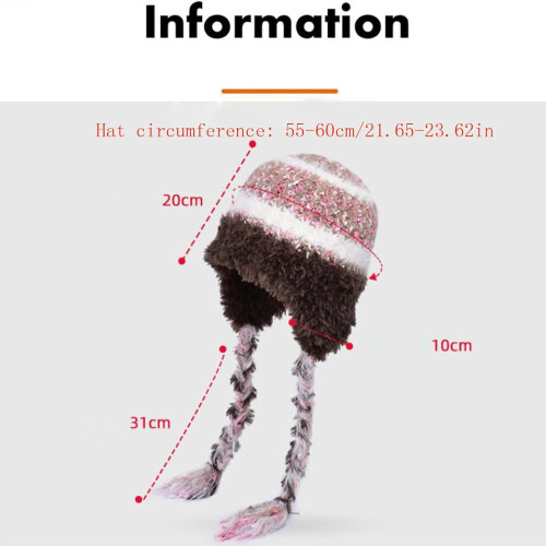 Γυναικεία χειμωνιάτικα καπέλα Sherpa Beanie Χειμερινό καπέλο Πλεκτό καπέλο με αυτιά 2