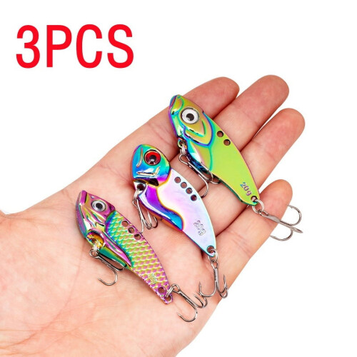 3 Pack Metal Lure 3D Fish Eye Spoon Shape Sinking Durable with Double Trident Hook baits 2