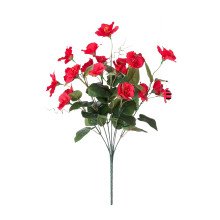 Fleur de simulation d'hibiscus en plastique durable à 7-Rouge