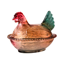 Candy Bowl with Lid,Dessert Plate Crystal Glass Chicken-Liuli