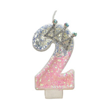 Pink Crown Number Candle Birthday Number Candle Glitter Cake-2