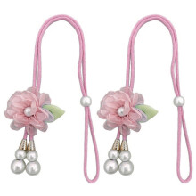 Pearls Embellished Drapery Tiebacks Set Of 2 Flower-pink