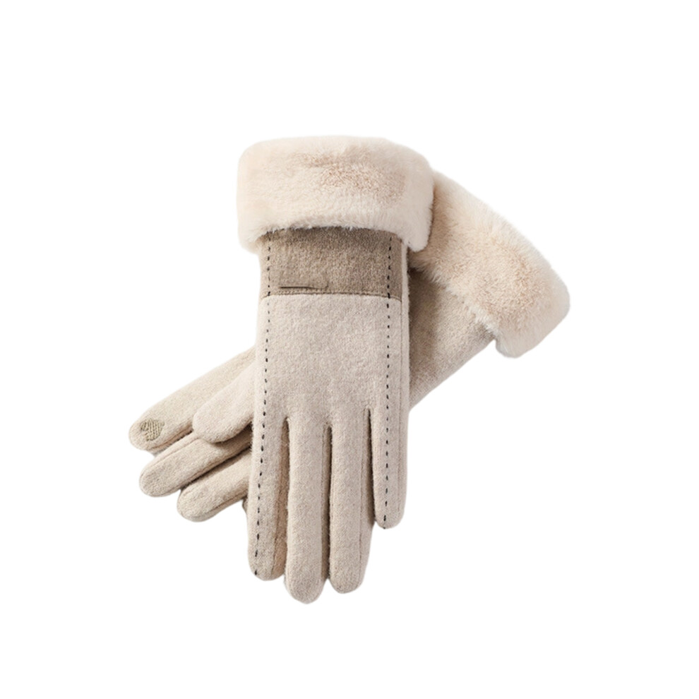 Women's Soft Winter Gloves Touchscreens Fleece Lining-khaki
