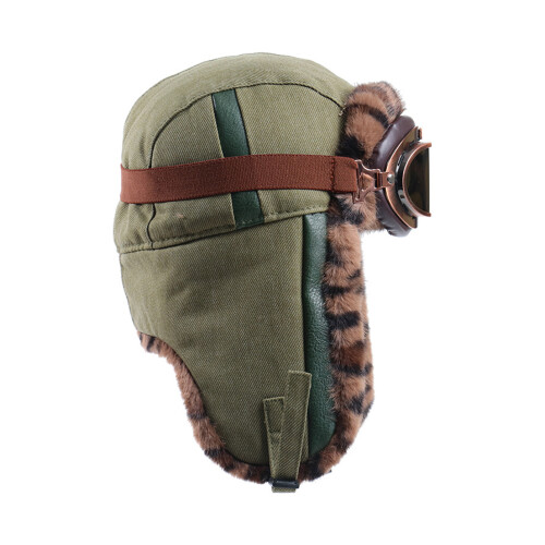 Adjustable Thermally Winter Hat With Leopard Print-Army Green
