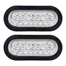 2Pcs 6 Inch Oval White 22 LED Truck Reverse Tail Lights for Truck Trailer Warning Light Transparent Daytime Running Lamp