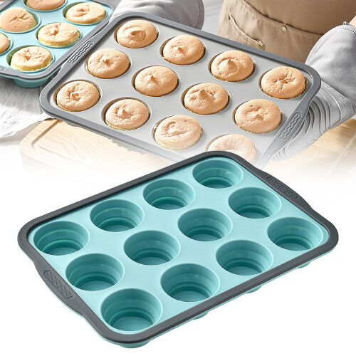 Silikon-Muffinform, hellgrau, 6 oder 12 Tassen, antihaftbeschichtet 1
