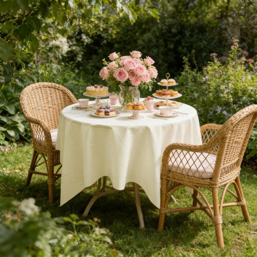 Solid Colour Round Tablecloth 90cm 1pc 2