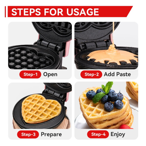 Μηχανή πρωινού Love Waffle 4 ιντσών, 16*8*12cm, γρήγορη θέρμανση, αντικολλητική επίστρωση, 1