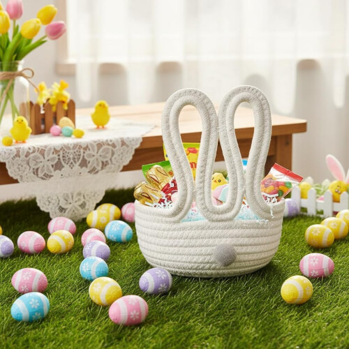 Rabbit Storage Basket Cotton Rope 20cm 1