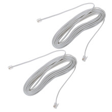 2X 9M 30ft RJ11 6P2C Modular Telephone Phone Cables Wire White