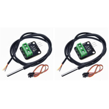 2X Kit de Módulo de Sensor de Temperatura DS18B20 Adaptador de Terminal de Sonda de Cable de Sensor Digital Impermeable de 100 cm para