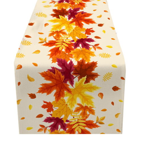 Sunflower & Maple Table Runner Cotton-Linen 72x13 Inch 1