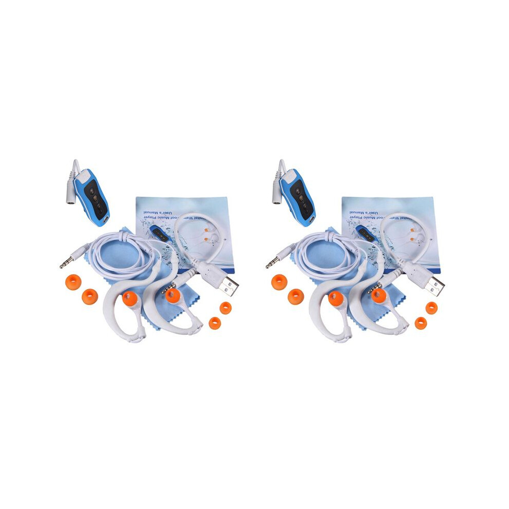 2X 8Gb Mp3 Player Swimming Underwater Diving Spa + Fm Radio Waterproof Headphones 6034087639383