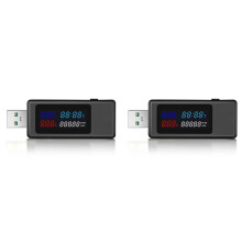 2X 6 in 1 USB Tester DC4-30V IPS Display Digital Voltage Power Timing Capacity Meter Detector for Current, Voltage,Black