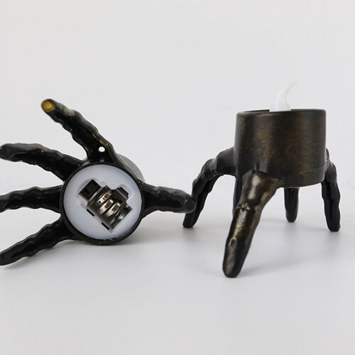 Vela de LED sem chama com formato de mão de esqueleto de Halloween1 2