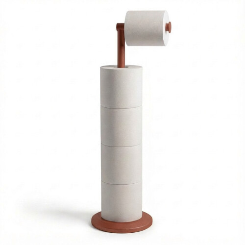 ZISH Toilet Roll Holder Freestanding Reddish Brown