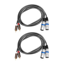 2X 1.5M Dual Rca Macho una Xlr Cable Macho 2 Xlr una 2 Rca Adaptador de Enchufe Cable de ExtensióN de Audio Estéreo de Alta Fidelidad para Altavoz