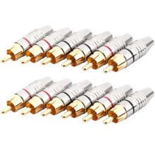 Cinch-Steckeradapter, Vergoldeter Audio-Phono-LöTanschluss, High-End - 12Er-Pack, Silber