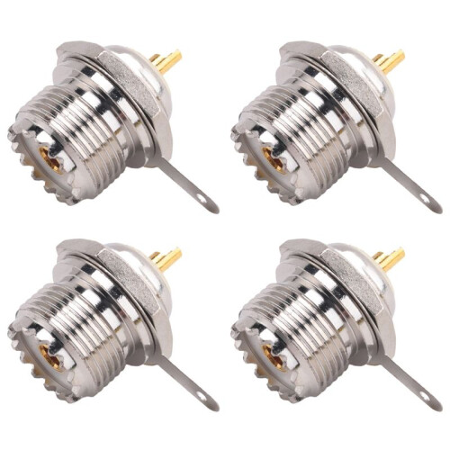 4X UHF Buchse SO239 Jack Bulkhead Solder RF Straight Connector, Silber