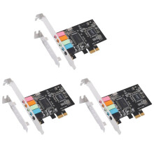 3X PCIe Sound Card 5.1, PCI Express Surround Card 3D Stereo Audio with High Sound Performance PC Sound Card CMI8738 Chip