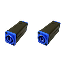 2X LED PowerCon AC-Koppler-Adapter-Extender-Anschluss Hochwertiger, Gerader Speakon-Panel-Montageadapter Blau auf Blau