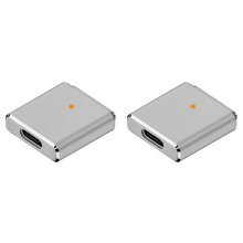 2X Replaceable for Magsafe3 Adapter Type-C Female to 5pin High Power Output 100w Adapter with Led for /Pro Silver