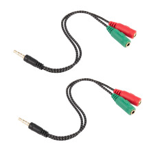 2 Stuecke Kabel Adapter 2 in 1 Separator 4 Pol 3,5 mm Audio Kopfhoerer Headset An 2 Negativ Klinke Kopfhoerer Mikrophone Audio Kabel 3 Pol fuer Pc