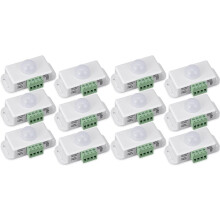 Lot de 12 Détecteurs de Mouvement PIR 12 V 24 V à LED, Détecteur de Mouvement, Interrupteur D'Éclairage, Détection Infrarouge, Fonction de