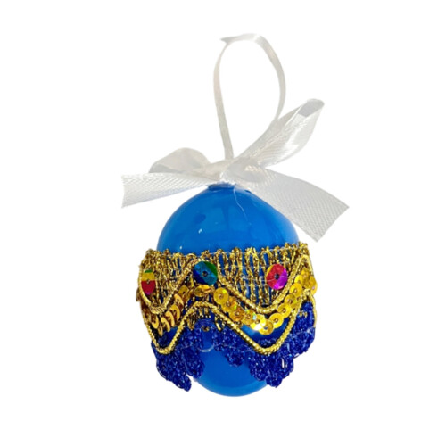 Ostereier-Hängeornament mit blauer Quaste, 6 cm 1